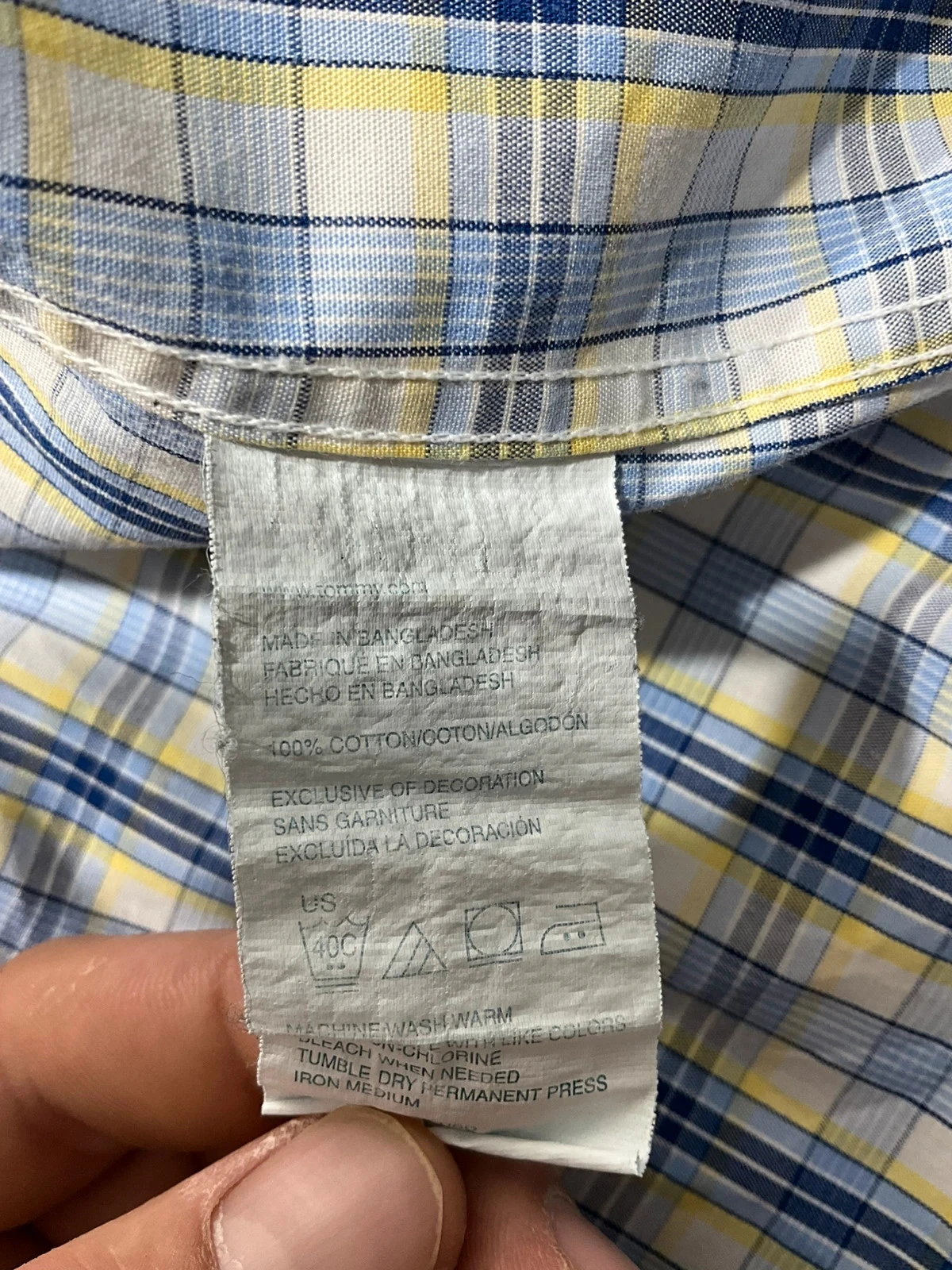 Chemise Tommy Hilfiger Taille 18 34-35 Prepy Coton Bleu Jaune Carreaux – photo 10